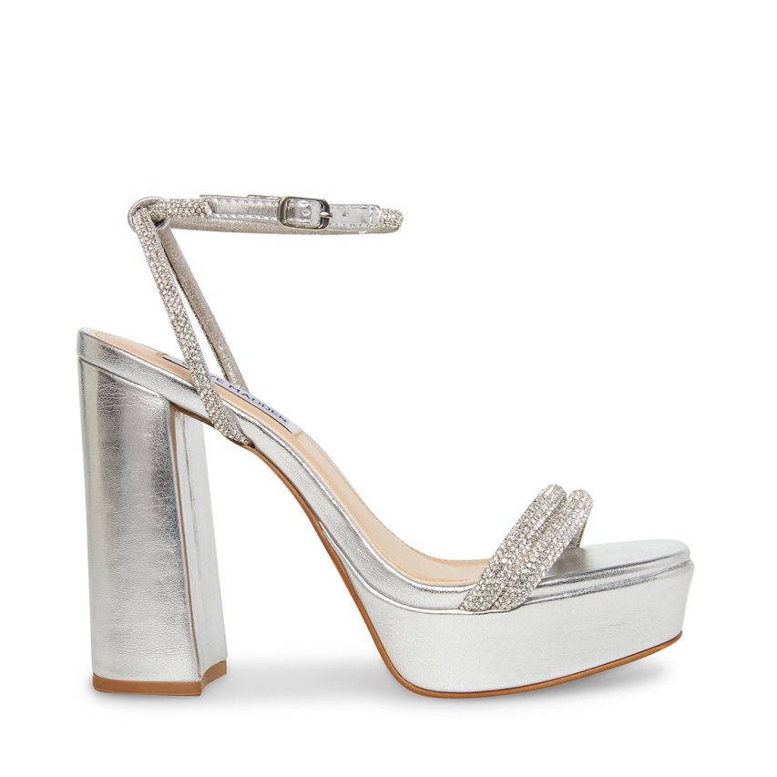 Silver Steve Madden Lofty Women\'s Heels Sandals | PH 8704HWU